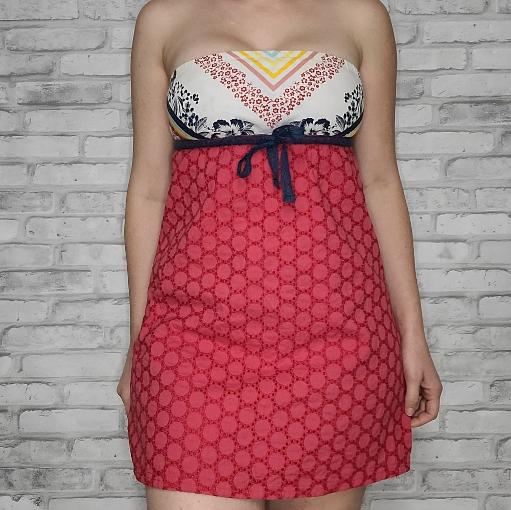 Rip Curl 100% Cotton Strapless Red Tube Top Mini Beach Dress